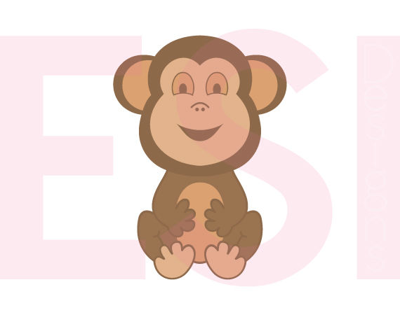 Baby Monkey - Sitting - SVG, DXF, EPS - Cutting Files By ...