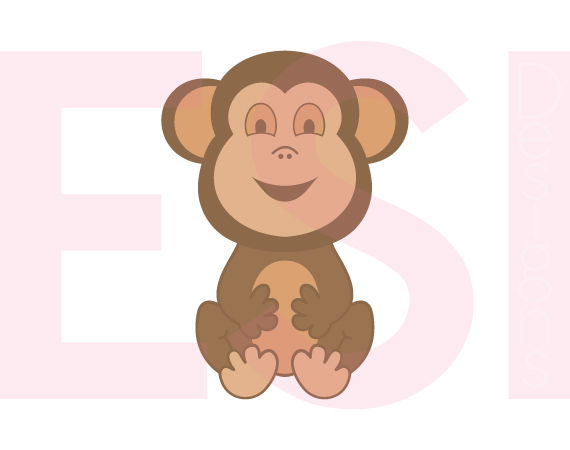 Download Baby Monkey - Sitting - SVG, DXF, EPS - Cutting Files By ESI Designs | TheHungryJPEG.com