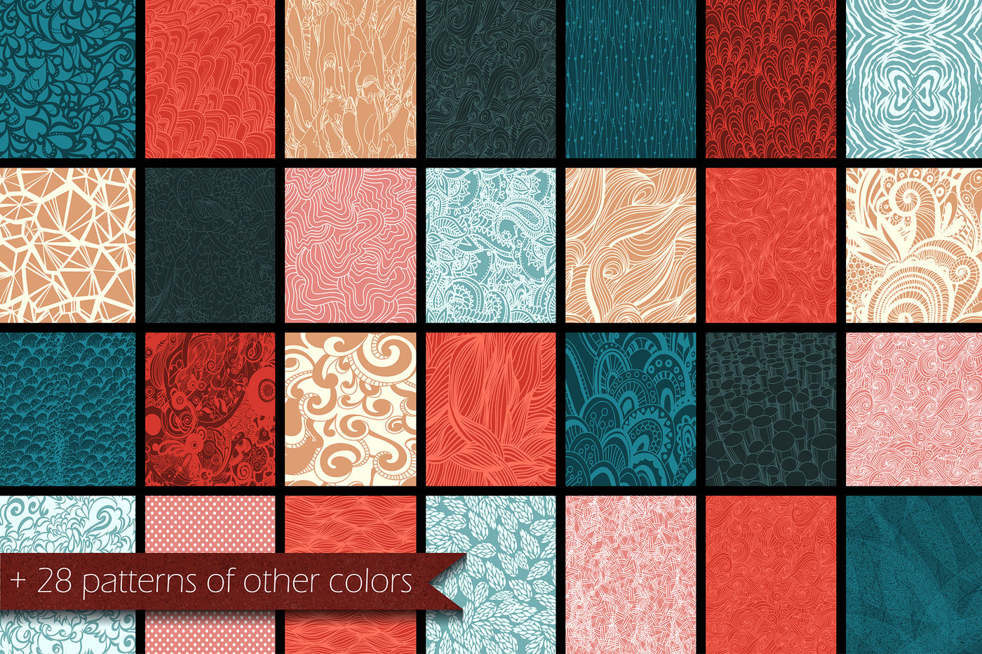 28 Hand Drawn patterns with mesh effect. By ALISA KATREVICH | TheHungryJPEG