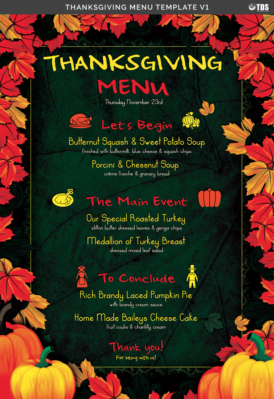 Template For Thanksgiving Menu