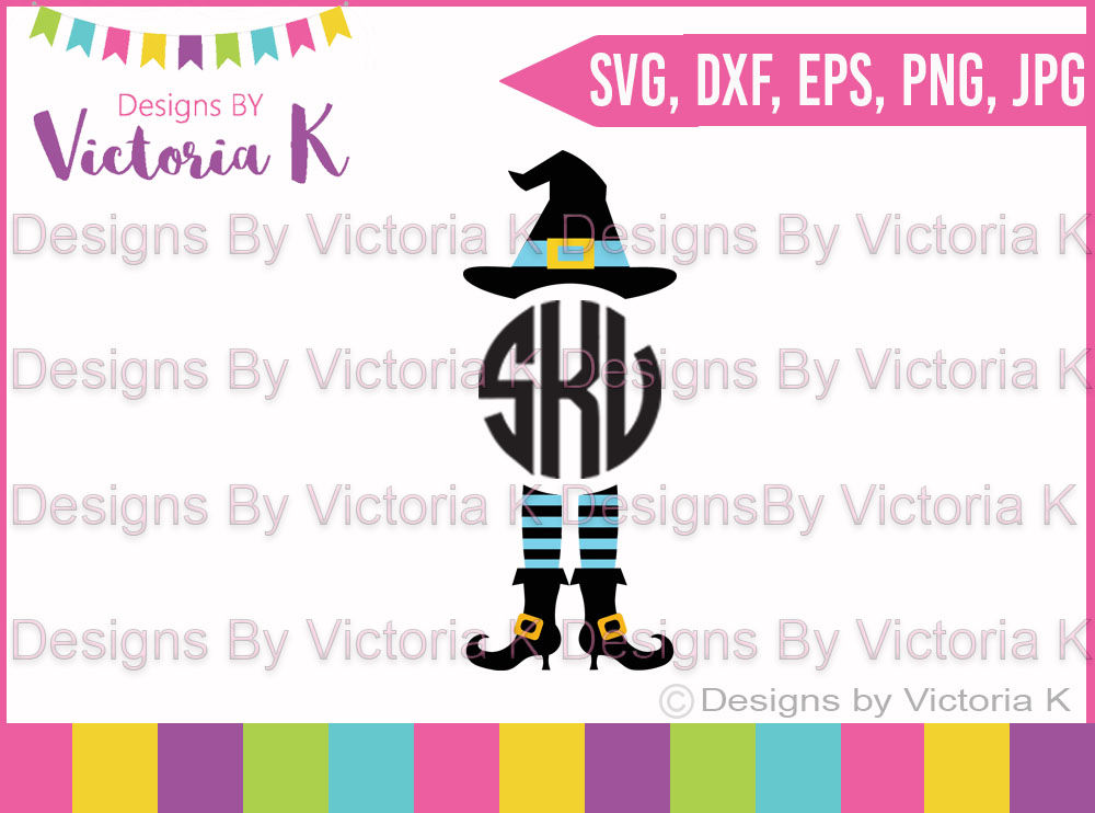 Witches Hat And Legs Monogram Halloween Fall Svg Dxf Cut File By Designs By Victoria K Thehungryjpeg Com