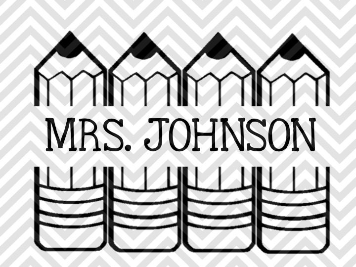 Download Pencils Monogram Teacher Name Tag SVG and DXF Cut File By Kristin Amanda Designs SVG Cut Files ...