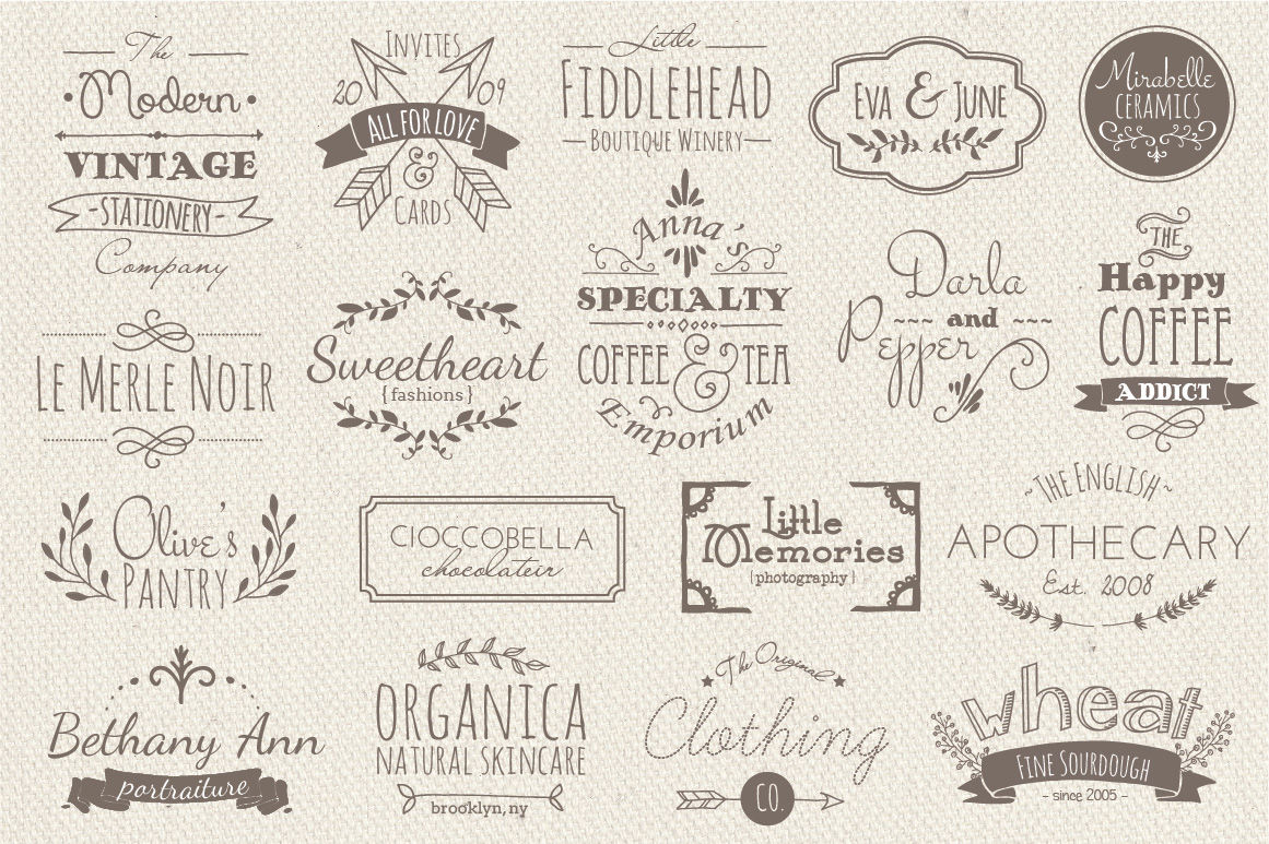 35 Hand Drawn Logos Bundle Vector By The Pen And Brush Thehungryjpeg Com