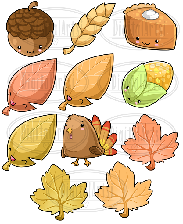 Kawaii Thanksgiving Clipart By Digitalartsi ...