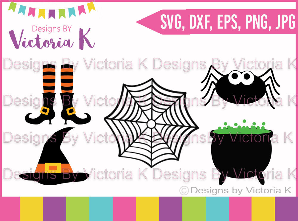 Halloween Mini Bundle Witches Hat Witches Legs Spider Cauldron Web Svg Cut Files By Designs By Victoria K Thehungryjpeg Com