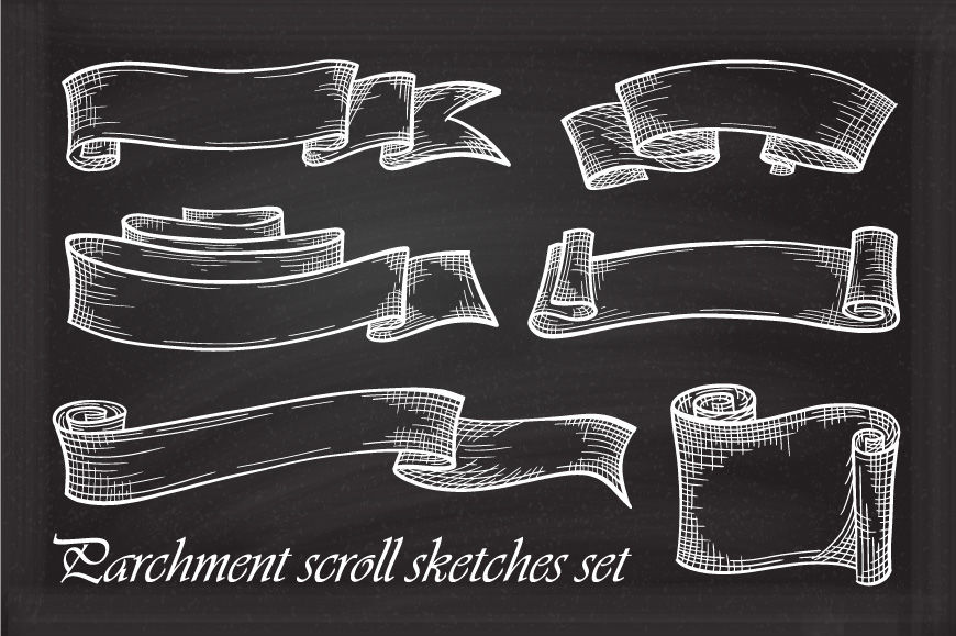 Parchment Scroll Sketches Set By Pattern Magic Thehungryjpeg Com