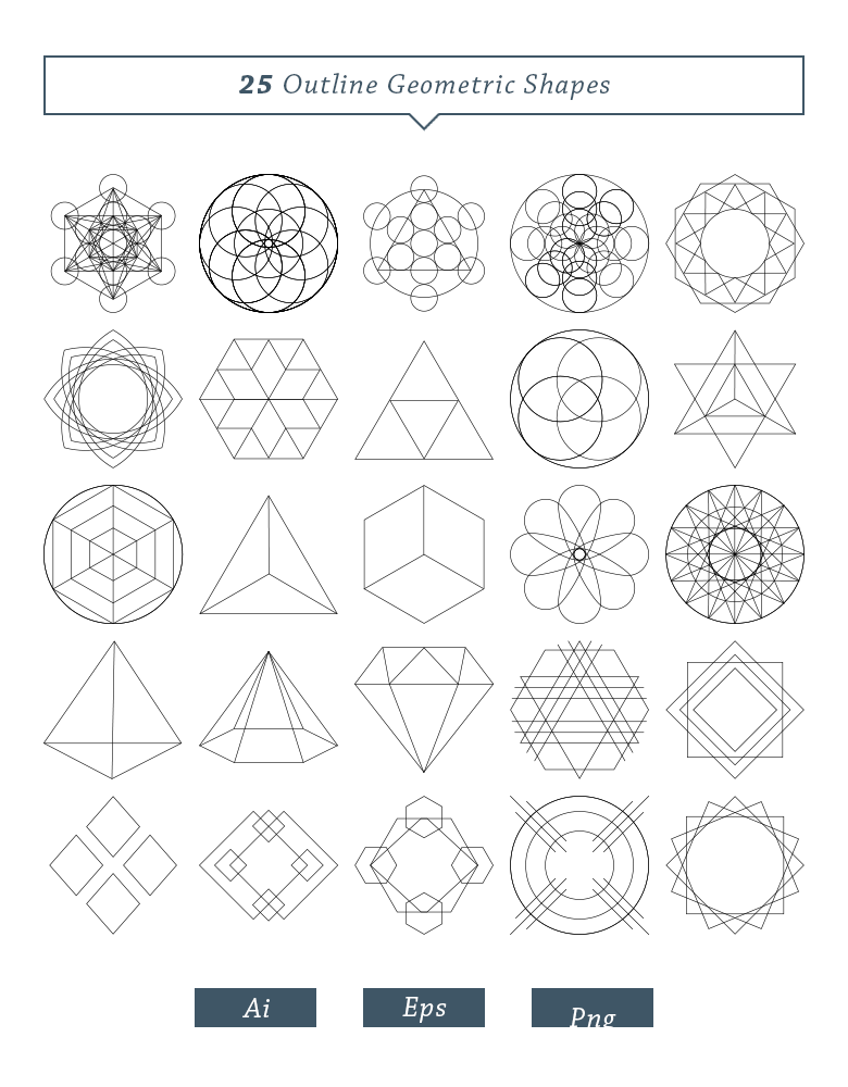 25 Outline Geometric Shapes By Dreamstale | TheHungryJPEG.com