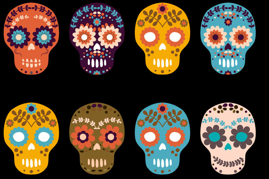 Sugar Skull Flower Skulls Halloween Clipart Day Of The Dead By Pravokrugulnik Thehungryjpeg Com