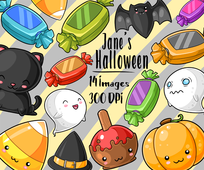 Kawaii Halloween Clipart By Digitalartsi Thehungryjpeg Com