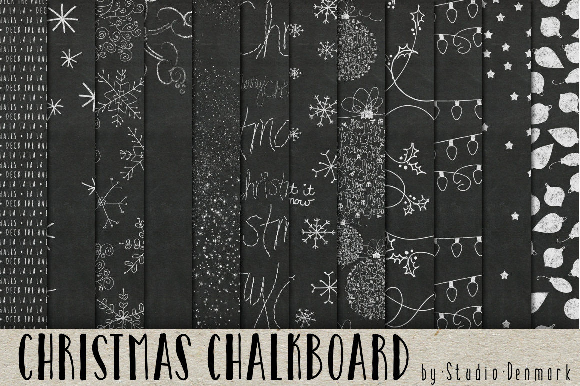 Christmas Chalkboard Digital Paper By Studio Denmark Thehungryjpeg Com
