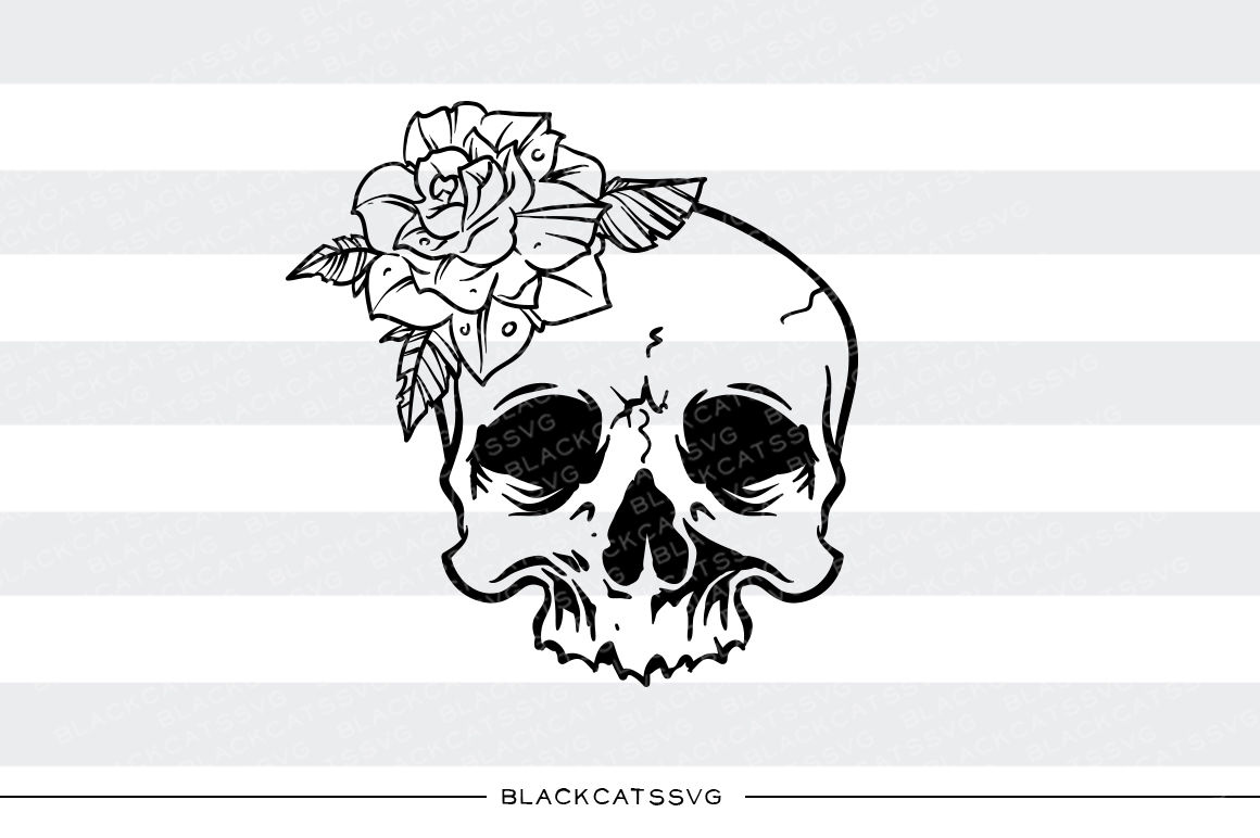 Download Skull and rose - SVG file By BlackCatsSVG | TheHungryJPEG.com
