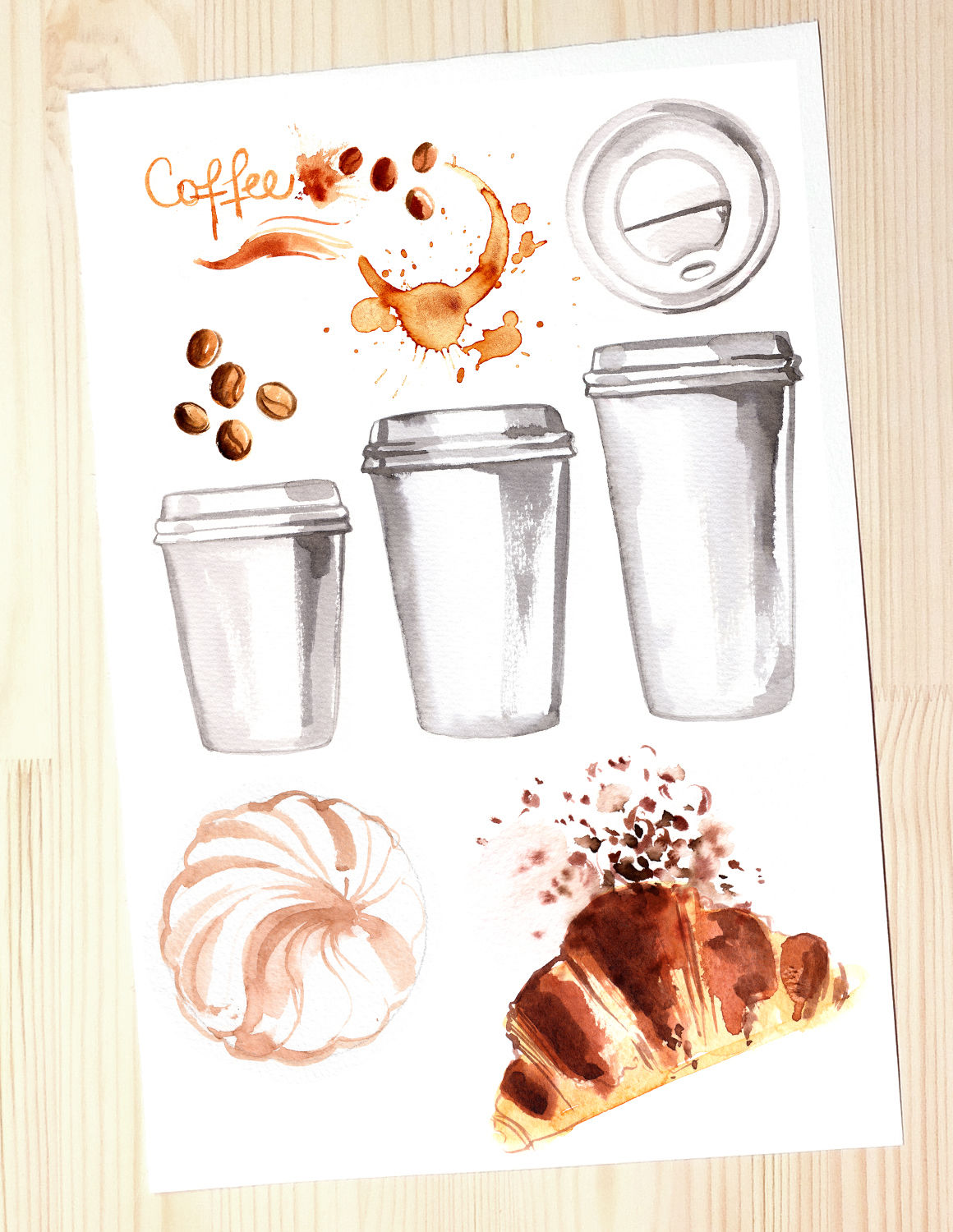 Coffee. Watercolors By Irina Vaneeva | TheHungryJPEG.com