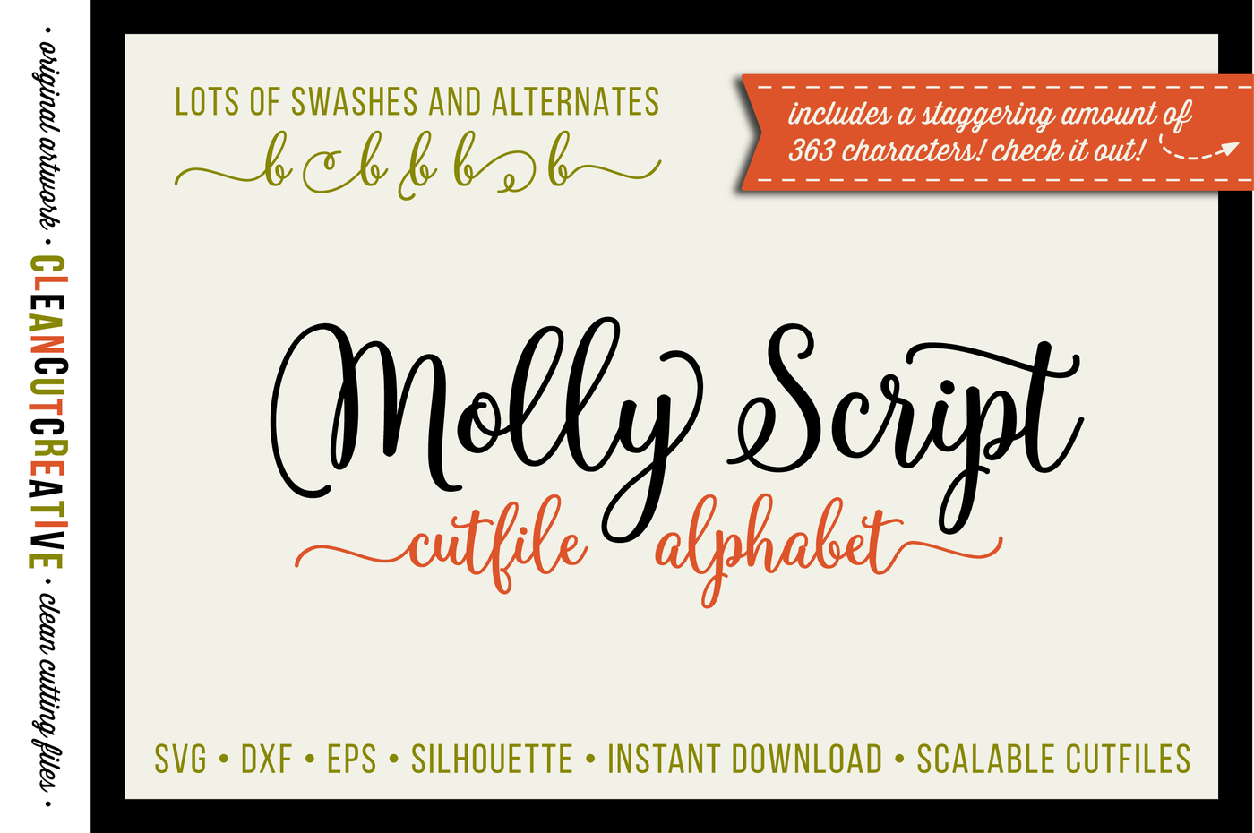 Full Alphabet Cutfile and Clipart - Multiple Swashes SVG cricut shapes By CleanCutCreative ...