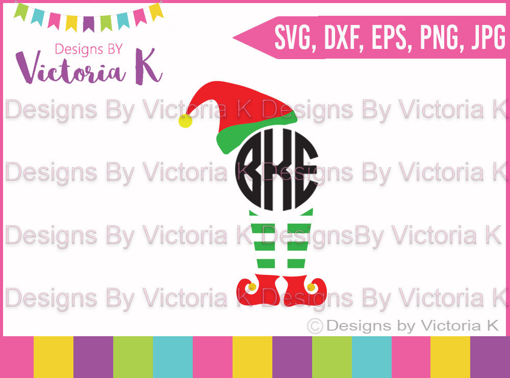 Elf Hat And Legs Monogram Christmas Svg Dxf Cricut Silhouette Cut File By Designs By Victoria K Thehungryjpeg Com