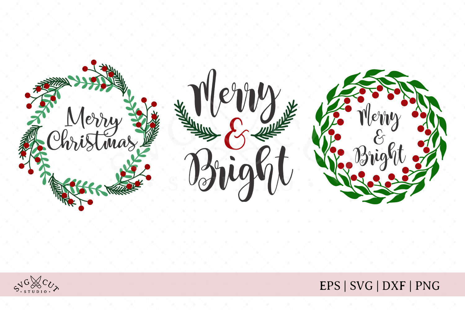 Christmas Wreath SVG Files By SVG Cut Studio | TheHungryJPEG.com