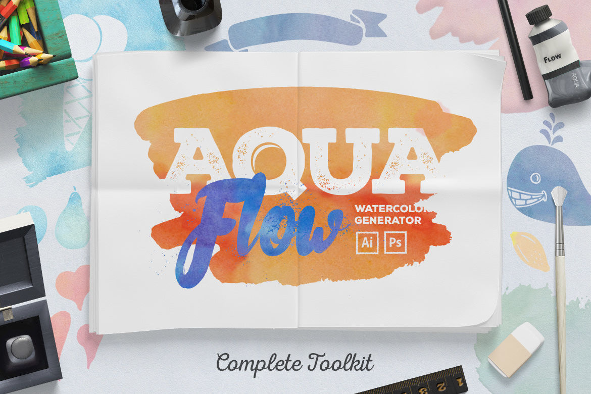 Aquaflow Watercolor Generator By Creative Veila Thehungryjpeg Com