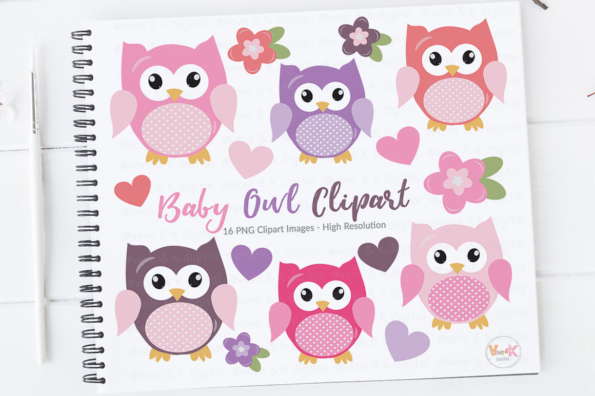 baby girl owls clip art