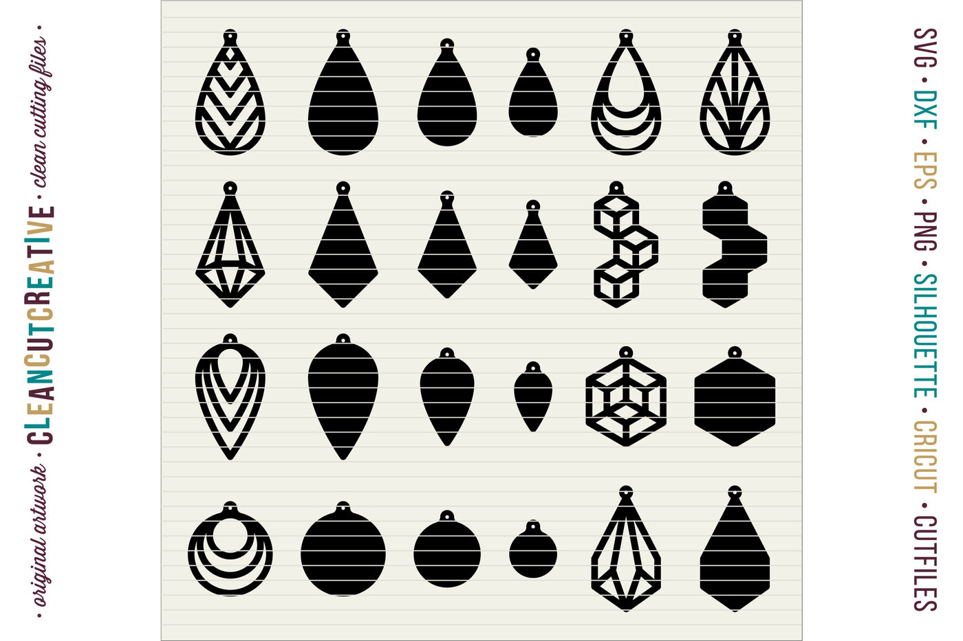 Download Set Of 24 Faux Leather Earrings Svg Dxf Eps Cricut And Silhouette By Cleancutcreative Thehungryjpeg Com SVG, PNG, EPS, DXF File