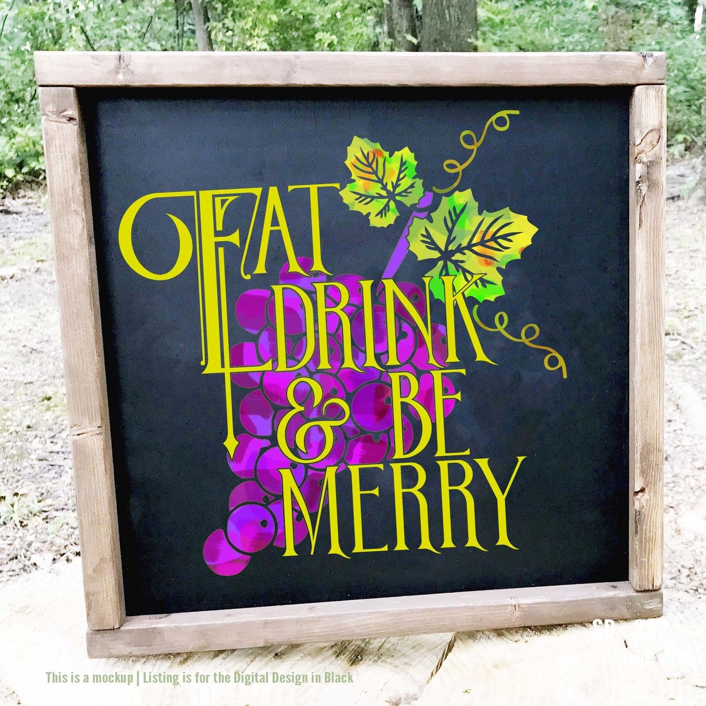 Eat Drink And Be Merry Grapevine Quote By Sparkal Designs | TheHungryJPEG.com