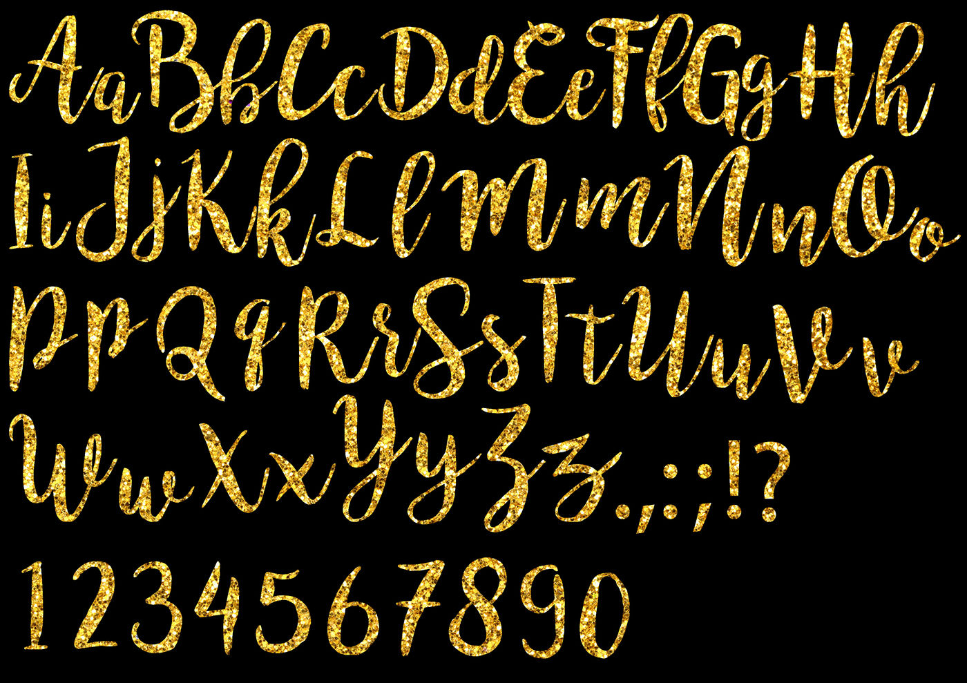 Gold Glitter Alphabet Clip Art Glitter Letters Numbers 68 Elements