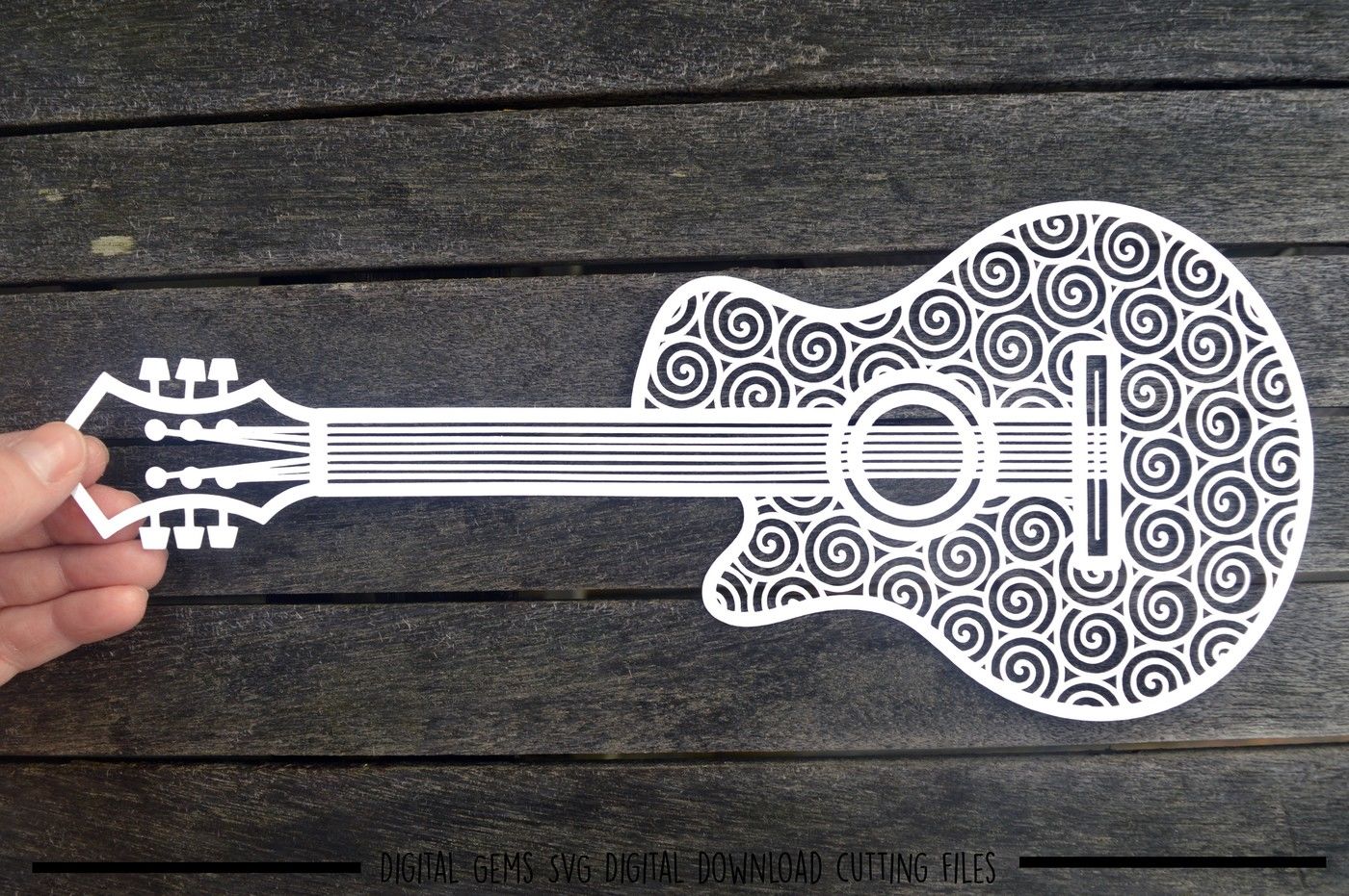 Guitar paper cut SVG / DXF / EPS Files By Digital Gems | TheHungryJPEG.com