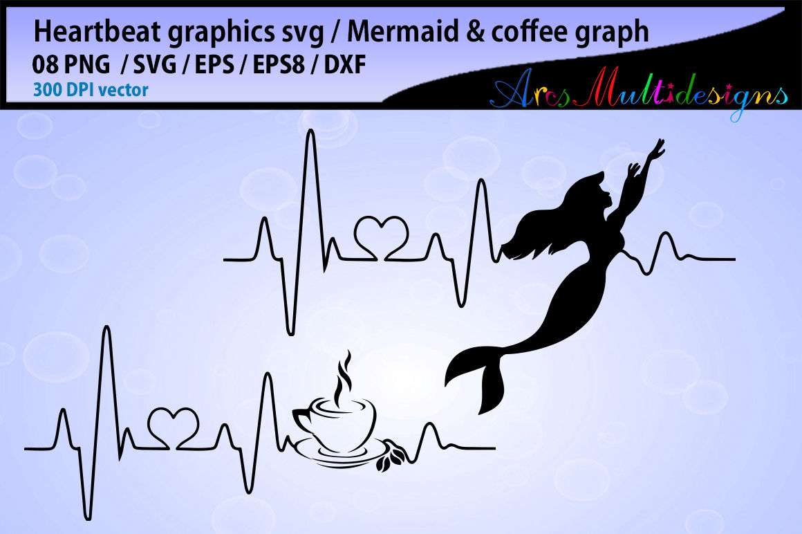 Download mermaid heart beat svg / coffee heart beat svg / heartbeat ...