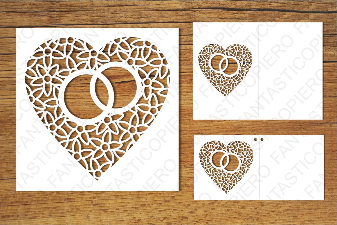 Heart with wedding rings SVG files for Silhouette Cameo and Cricut. By PieroGraphicsDesign ...