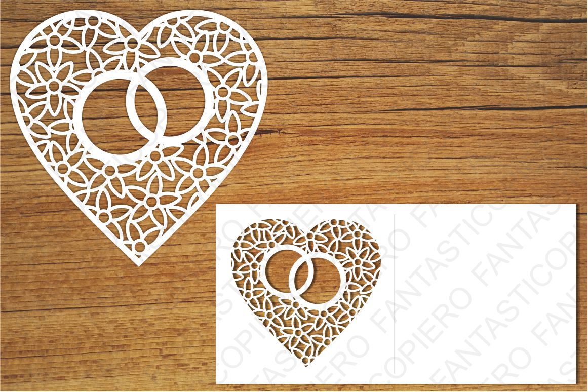 Download Heart with wedding rings SVG files for Silhouette Cameo and Cricut. By PieroGraphicsDesign ...