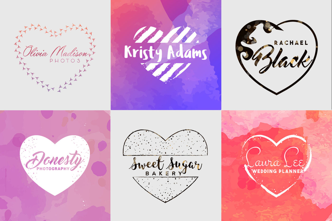 Feminine Logo Creator Kit Hearts By Navi Singh TheHungryJPEG