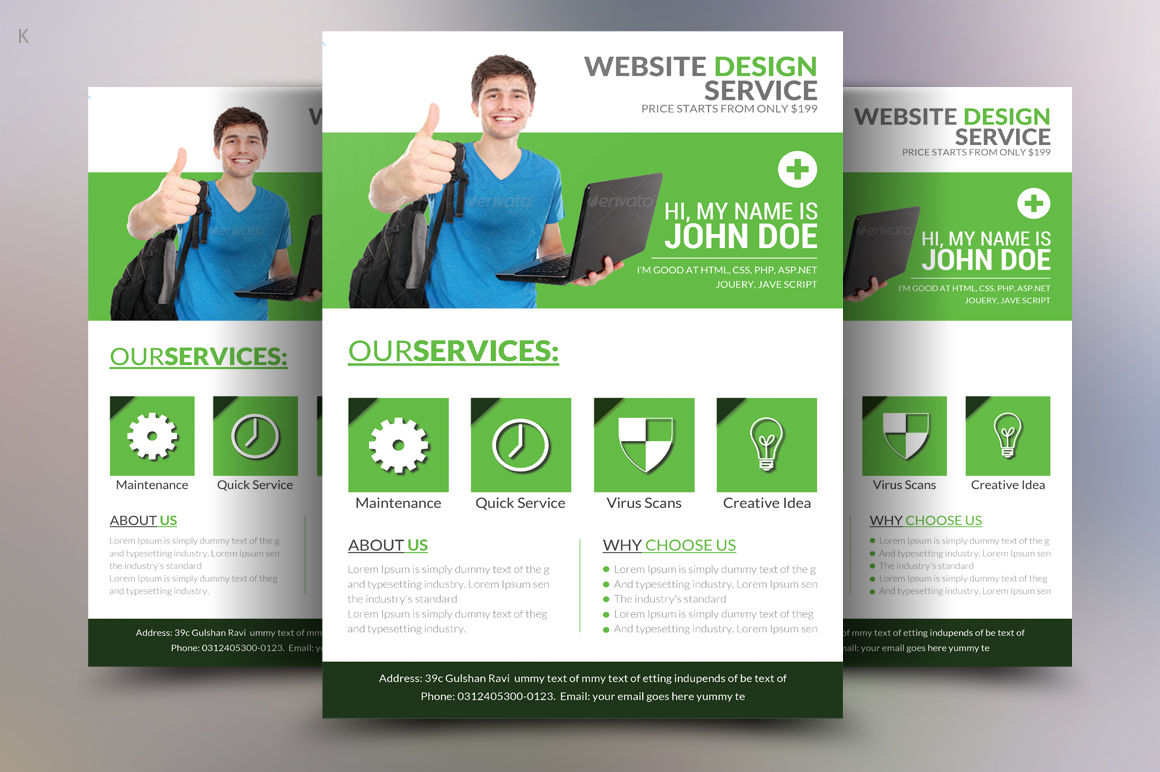 Web Designer Flyer Template By Ayme Designs  TheHungryJPEG.com In Html Flyer Templates