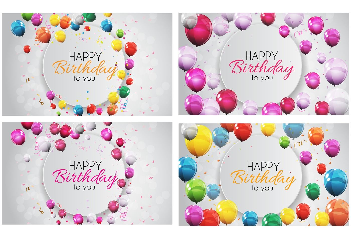 Color glossy happy birthday balloons banner Vector Image