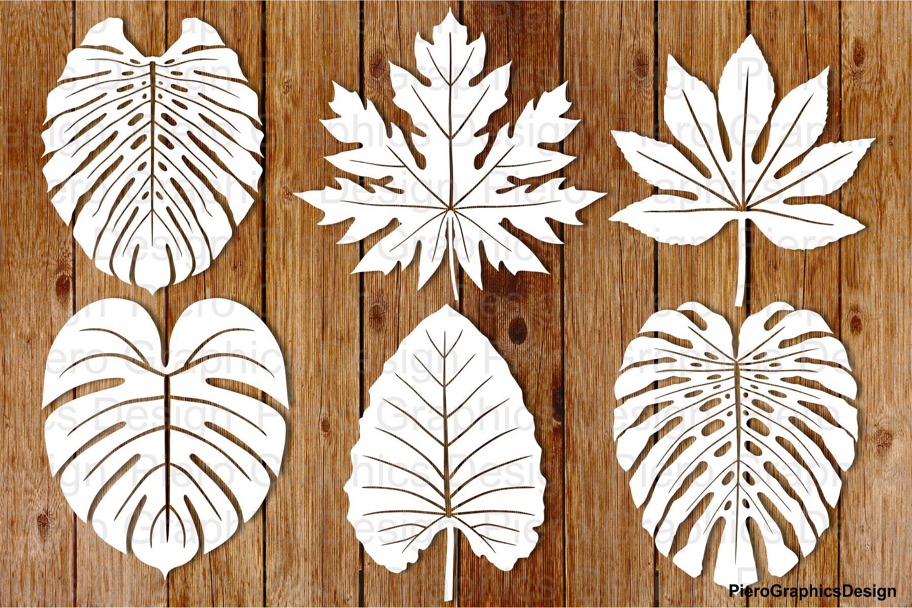 Leaf Stencil, Leaves Bundles Stencil, Tropical Leaves Stencil. By Doodle  Cloud Studio