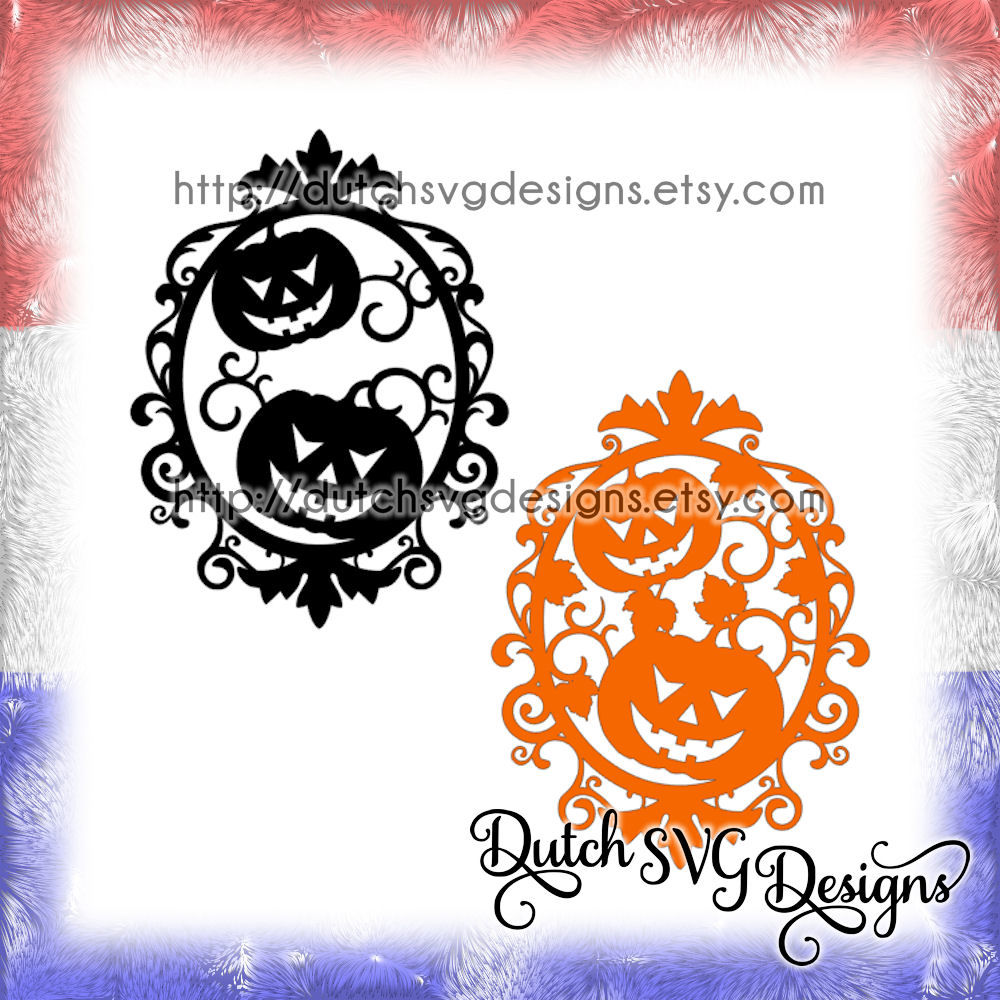Halloween Frame Cutting File With Decorated Border And Pumpkins In Jpg Png Svg Eps Dxf For Cricut Silhouette Swirls Swirly Curls Curly By Dutch Svg Designs Thehungryjpeg Com