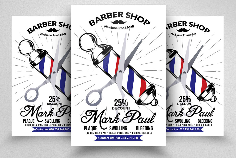 Barber shop flyer template Royalty Free Vector Image