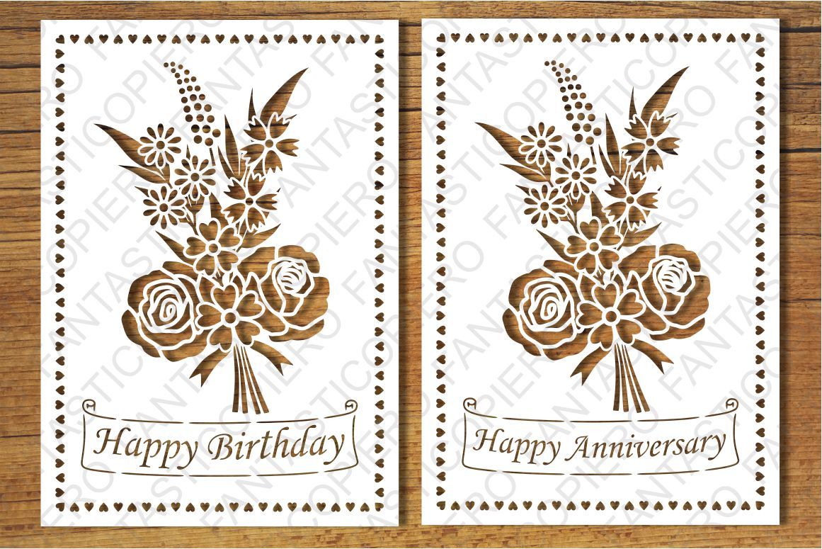 Happy Birthday Happy Anniversary Greeting Card Blank Svg Files By Fantasticopiero Thehungryjpeg Com