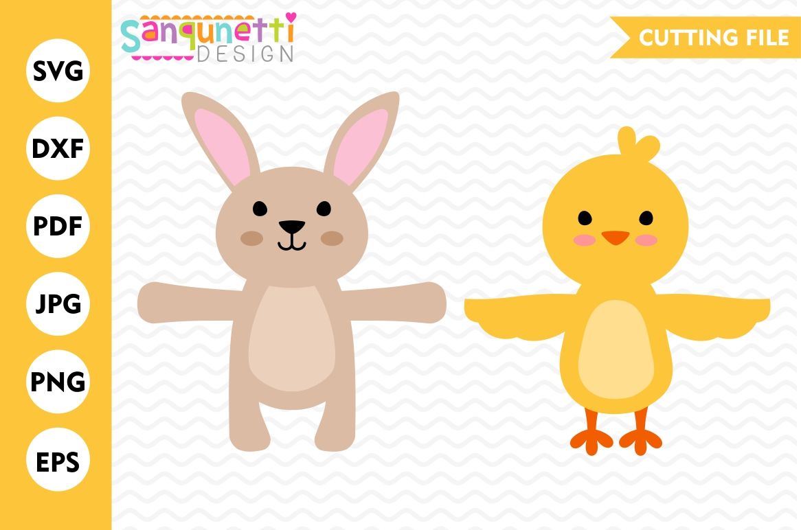 Bunny And Chick Svg Candy Huggers Spring Svg Easter Svg By Sanqunetti Design Thehungryjpeg Com