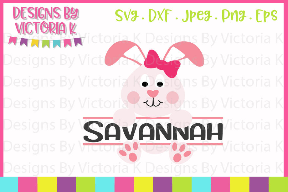 Easter svg, Girl Bunny, Split Monogram, SVG, DXF, EPS Files, Vi By ...