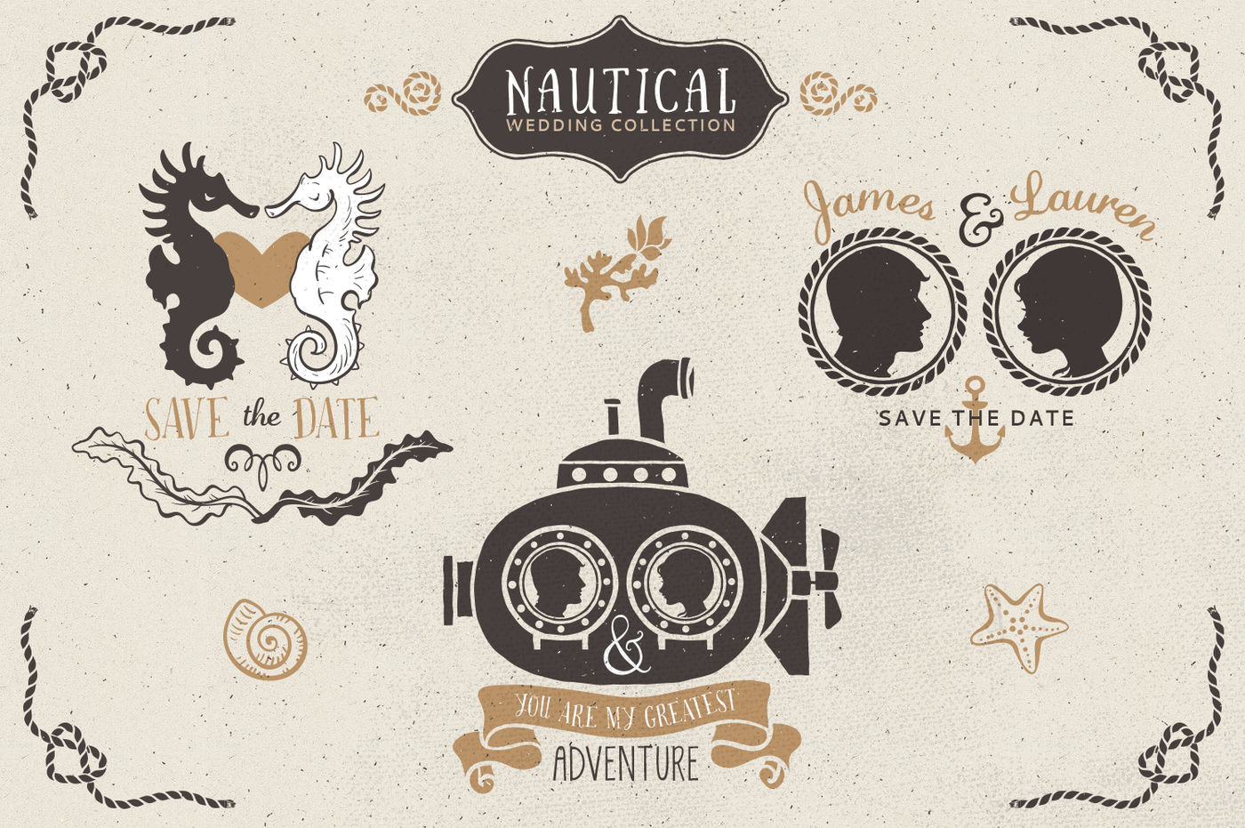 Download Nautical romantic vector pack By Kite-Kit | TheHungryJPEG.com