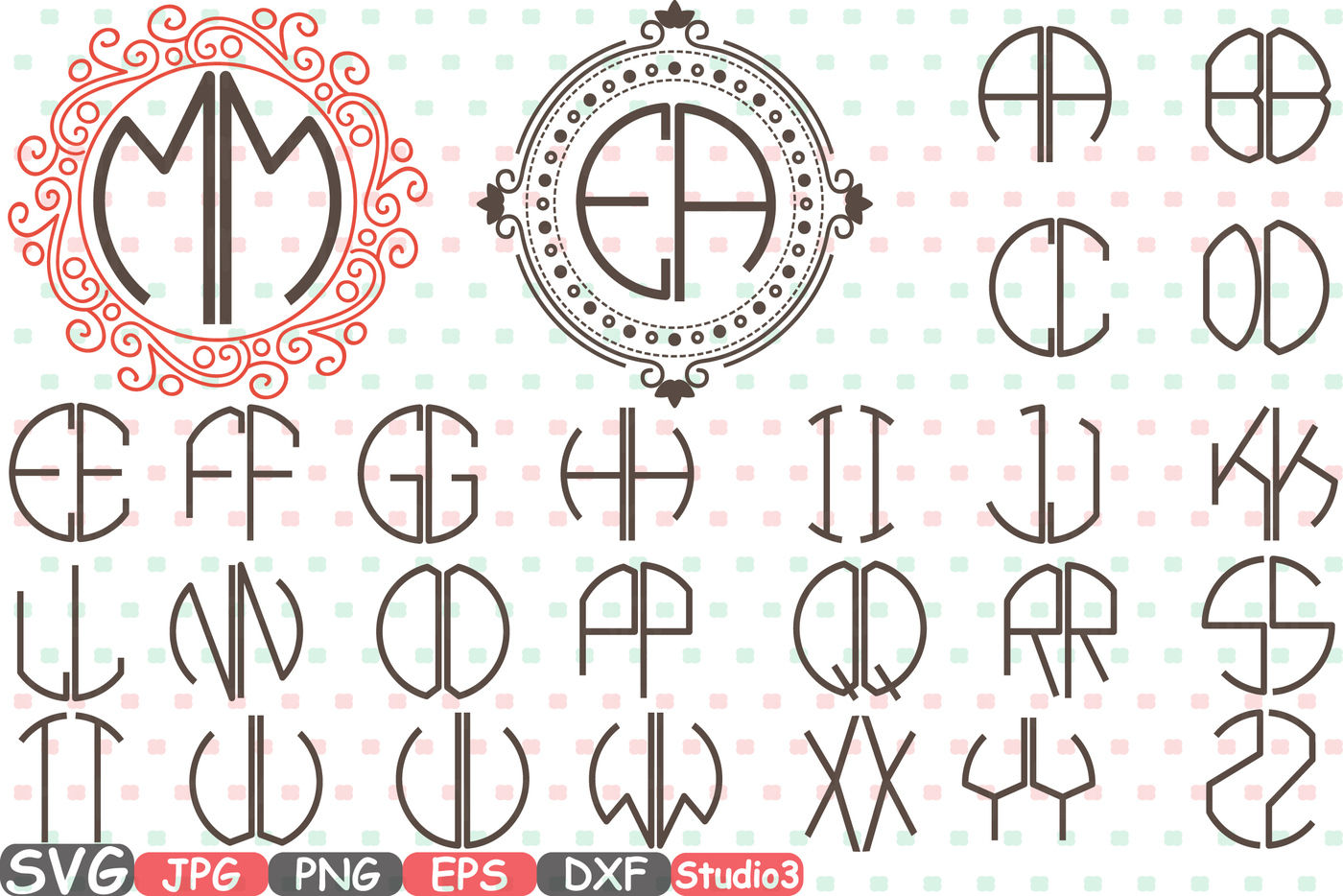 Circle Monogram Alphabet Text Cricut Letter Circle Logo 111s By Hamhamart Thehungryjpeg Com