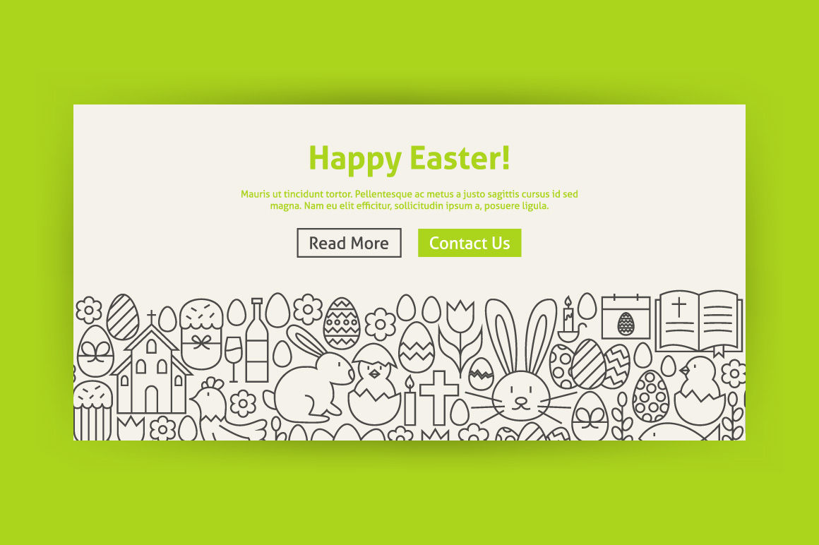 Happy Easter Line Art Web Banners By Anna Leni Thehungryjpeg Com