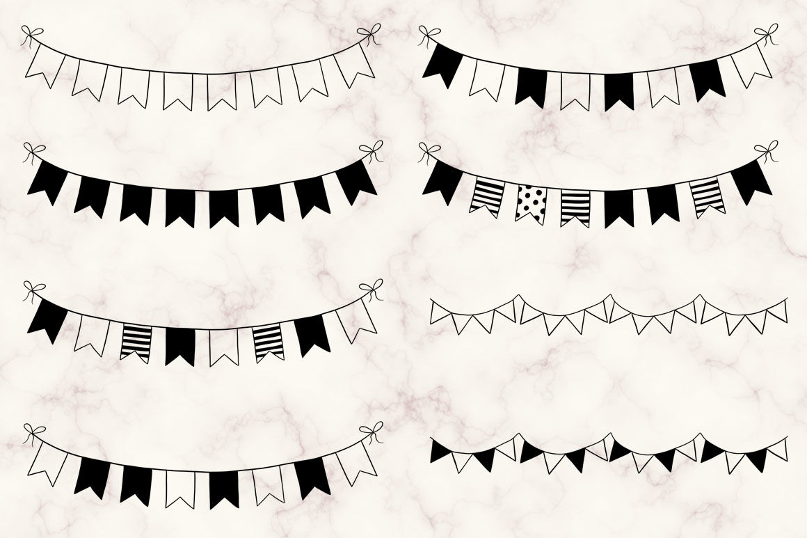 Hand Drawn Bunting Banners Clip Art By PeDeDesigns | TheHungryJPEG.com