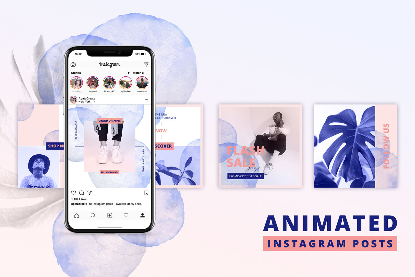 ANIMATED Instagram Posts – Bold Edition By AgataCreate | TheHungryJPEG.com