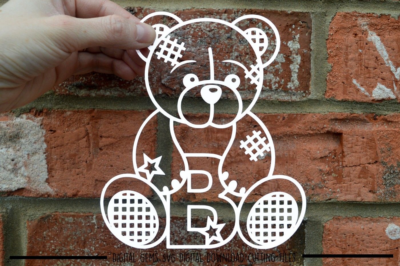 Teddy bear letter B paper cut SVG / DXF / EPS files By Digital Gems | TheHungryJPEG.com