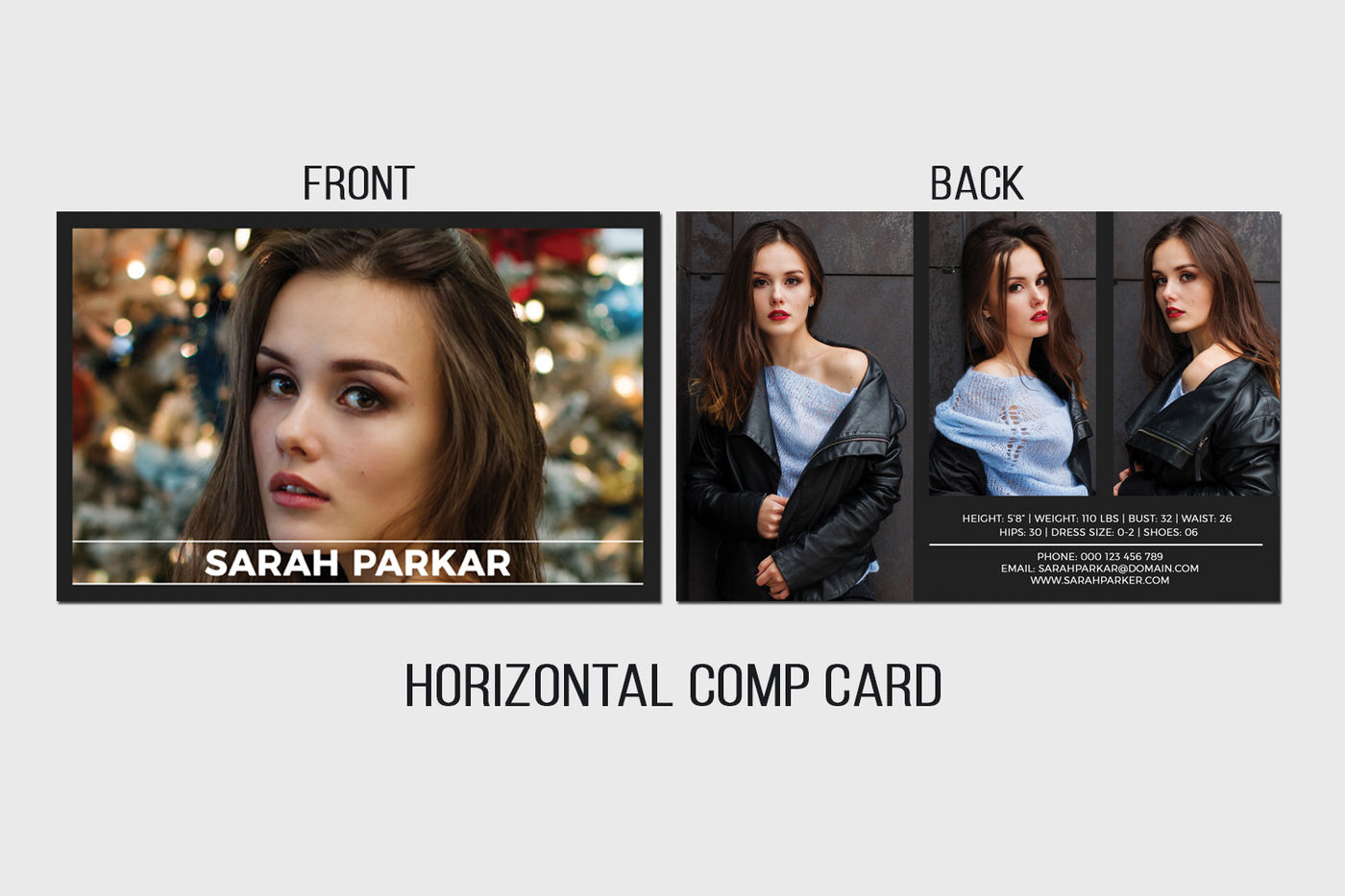 Model Comp Card Template By Designscozy  TheHungryJPEG.com Within Free Model Comp Card Template Psd