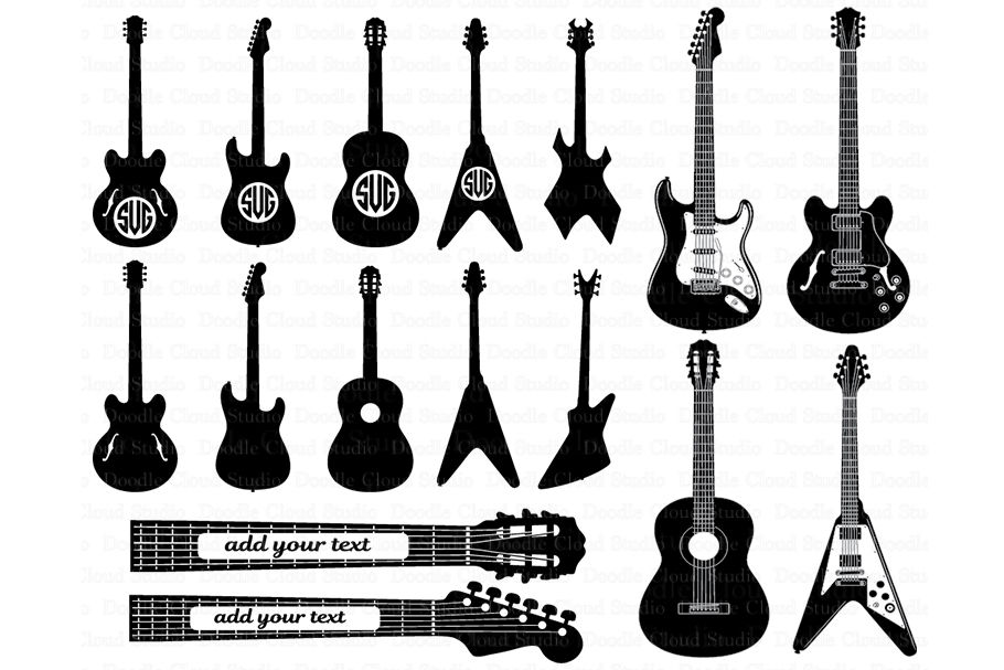 Download Guitar SVG, Guitar Monogram svg files for Silhouette Cameo ...