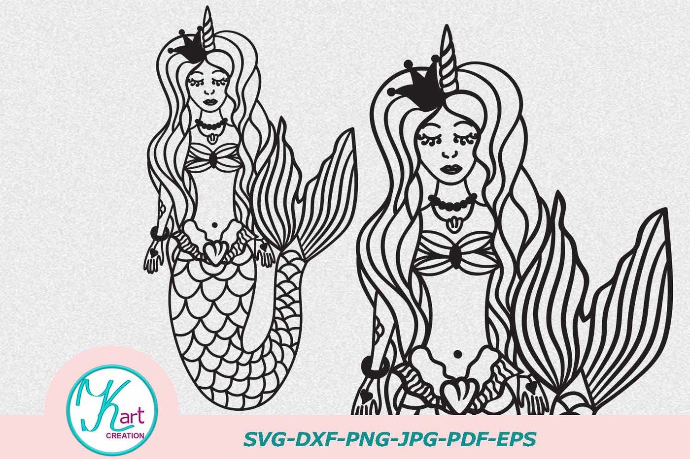 Download Unicorn Mermaid Princess Svg File Papercutting Template By Kartcreation Thehungryjpeg Com