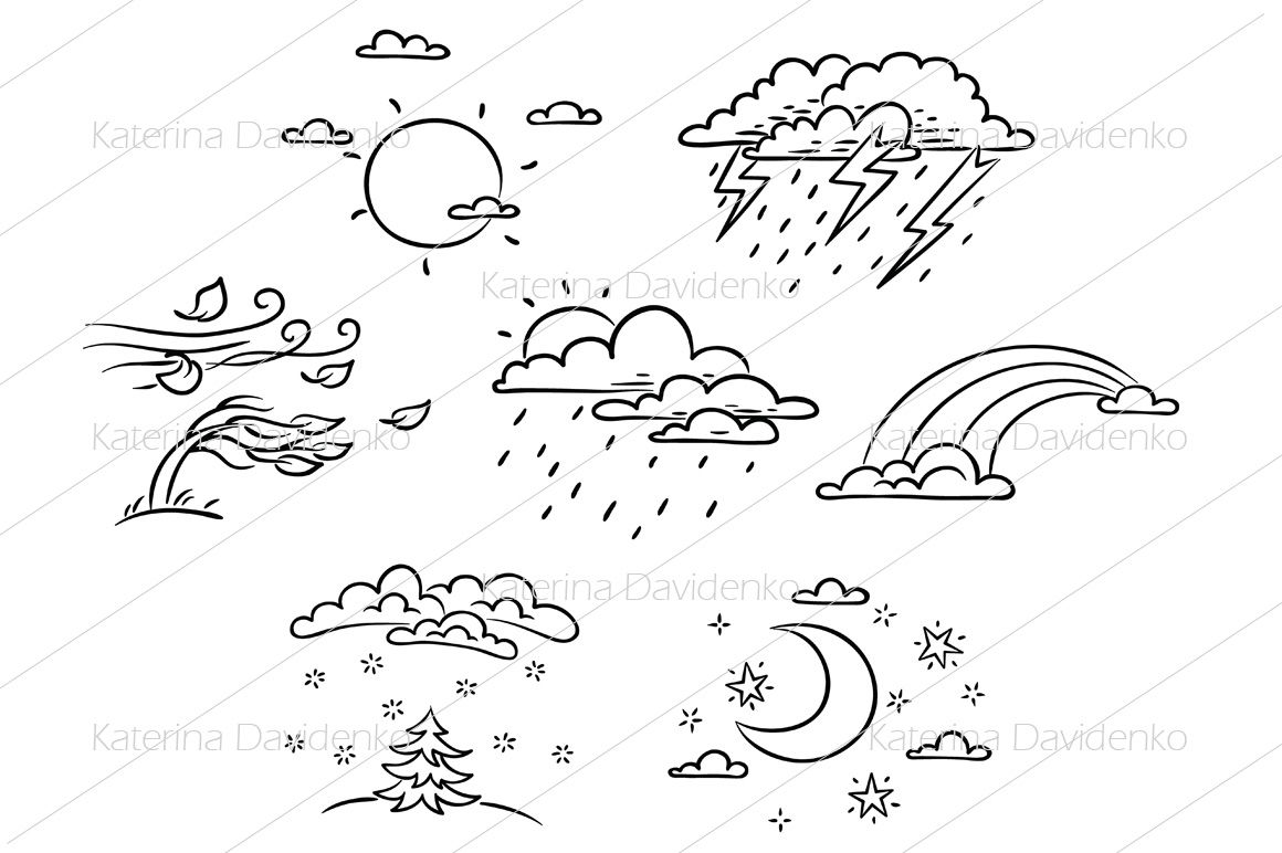 Cartoon weather set By Optimistic Kids Art | TheHungryJPEG