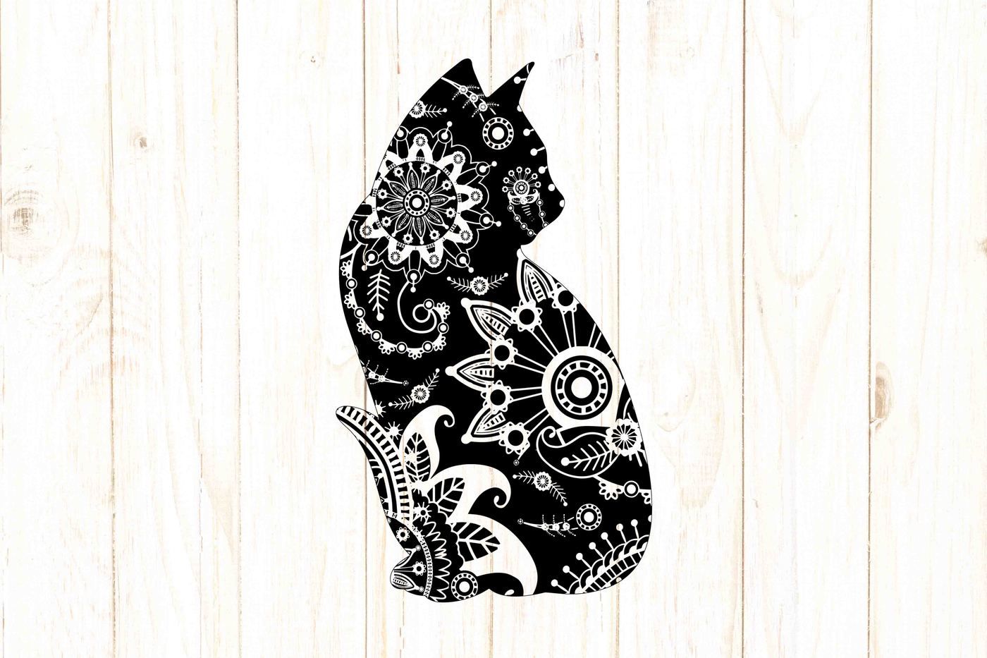 Mandala Cat SVG DXF PNG EPS AI By twelvepapers ...