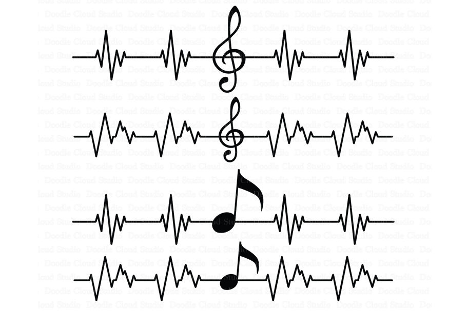 Download Musical Notes SVG, Musical Heart beat SVG Files, Treble clef. By Doodle Cloud Studio ...