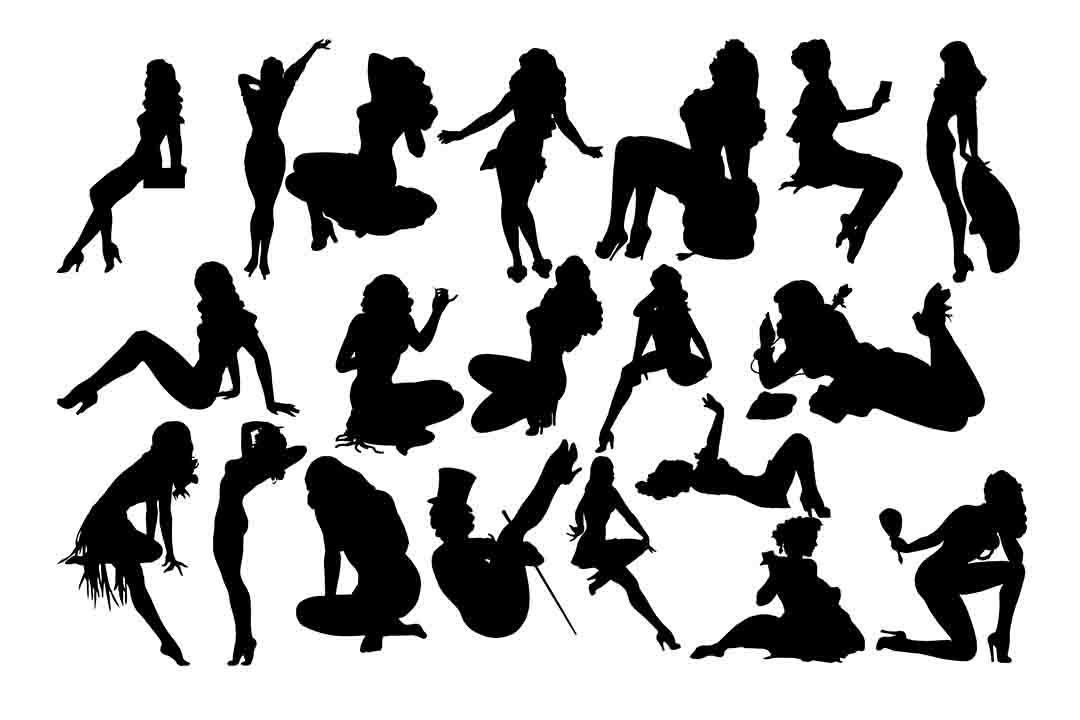 Pin up girls silhouette SVG DXF EPS PNG By RWD | TheHungryJPEG.com